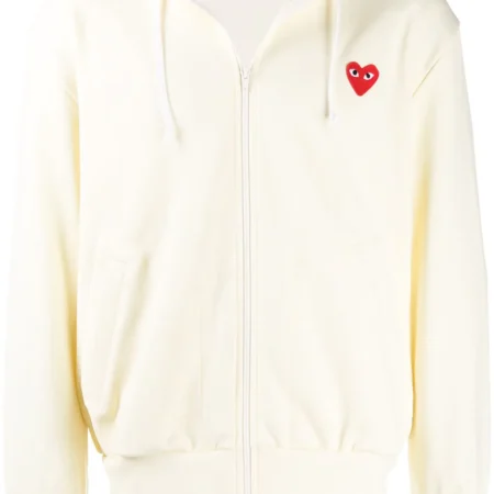 Comme Des Garcons Play - Felpa con Zip Panna