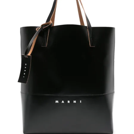 Marni - Logo Print Faux-leather Bag Black