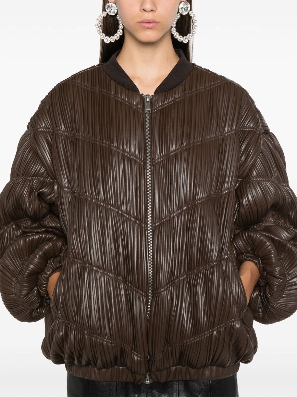 ブルゾン ROTATE FW25 Pleated bomber jacket (115038100 100) Rotate - Pleated Bomber Jacket - Dejavù Fashion Shop