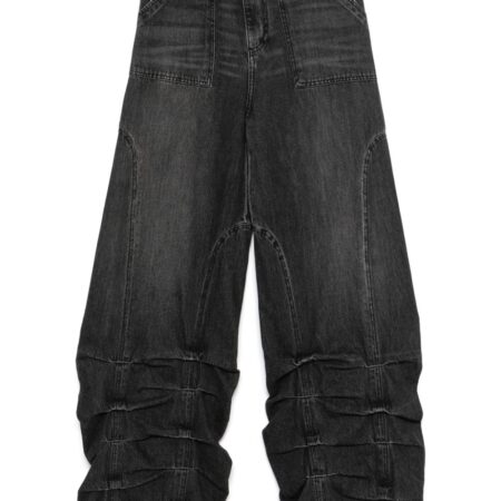 Avavav - Smocked Denim Pants Black