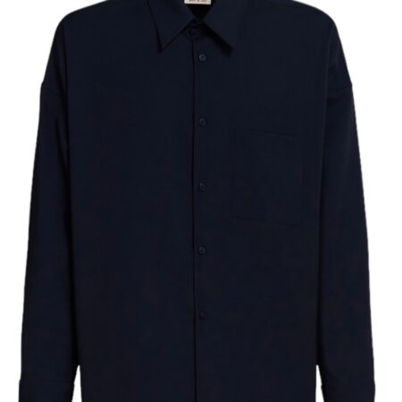 Marni - Camicia Blu in Fresco Lana Boxy