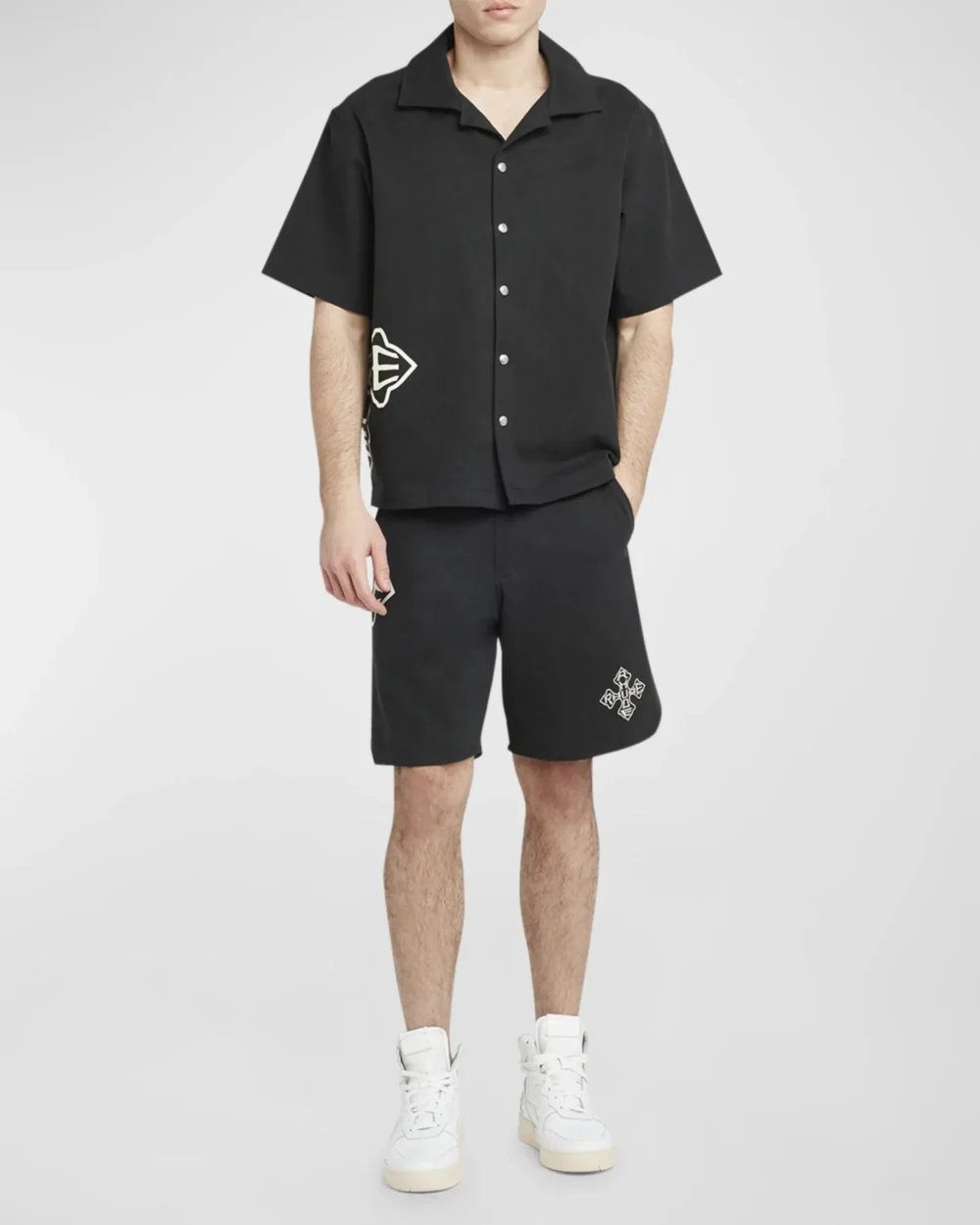 Rhude - Cross Logo Snap Shirt Black - immagine 2