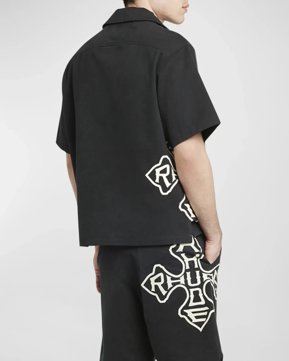 Rhude - Cross Logo Snap Shirt Black - immagine 3