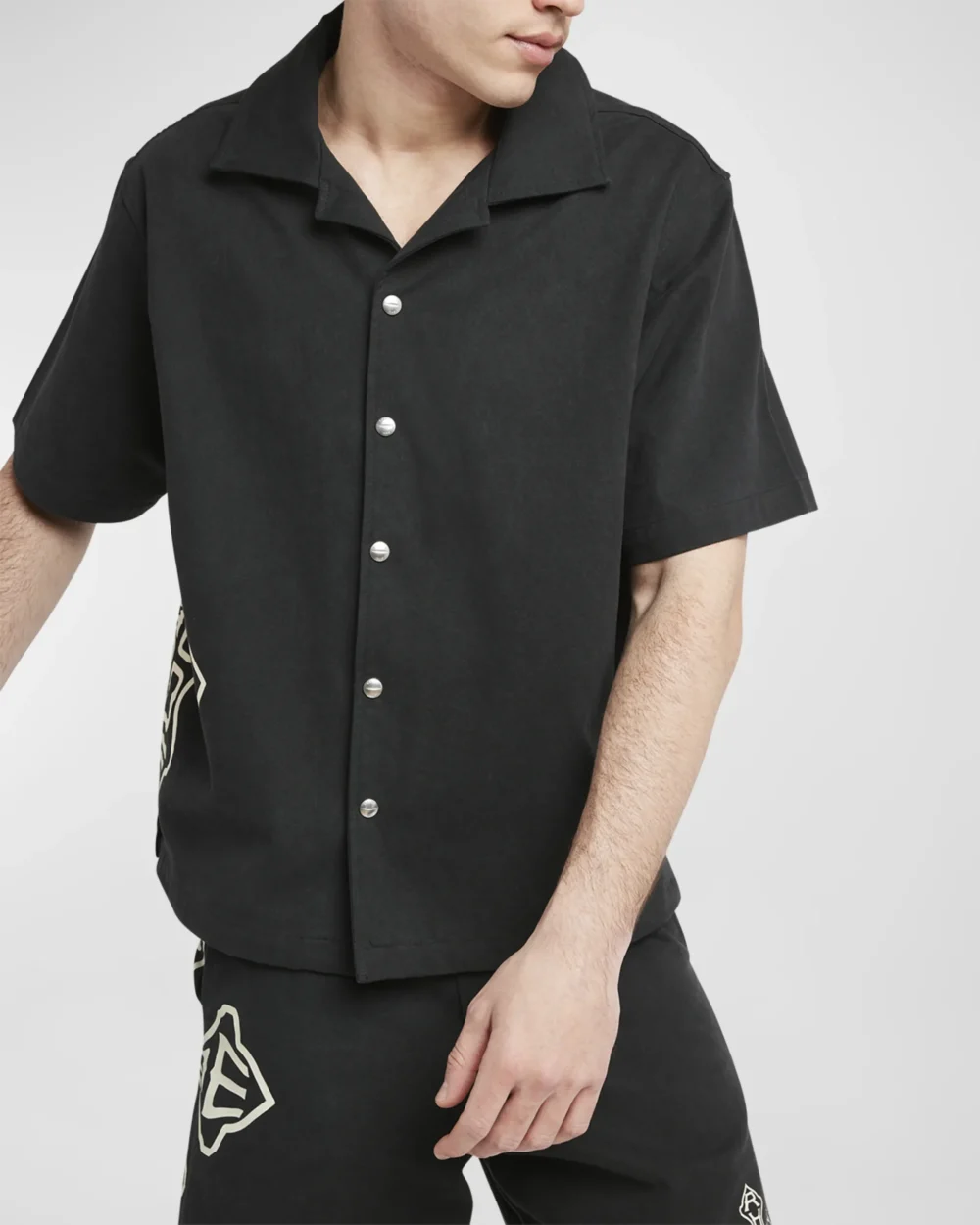 Rhude - Cross Logo Snap Shirt Black - immagine 4