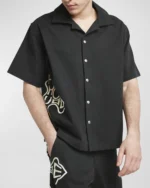 Rhude - Cross Logo Snap Shirt Black - immagine 5