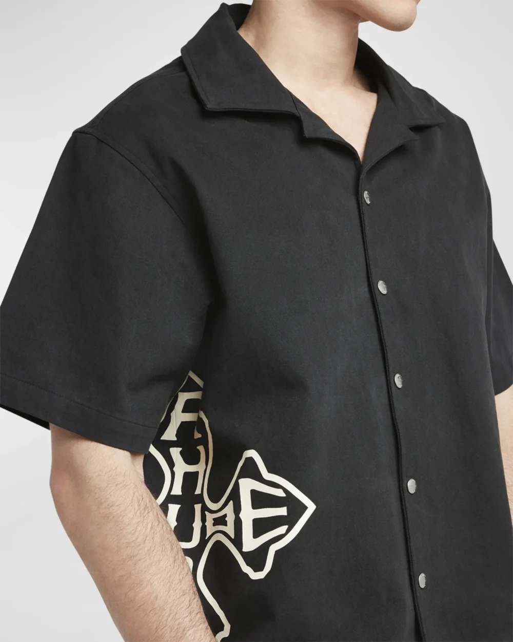Rhude - Cross Logo Snap Shirt Black - immagine 6